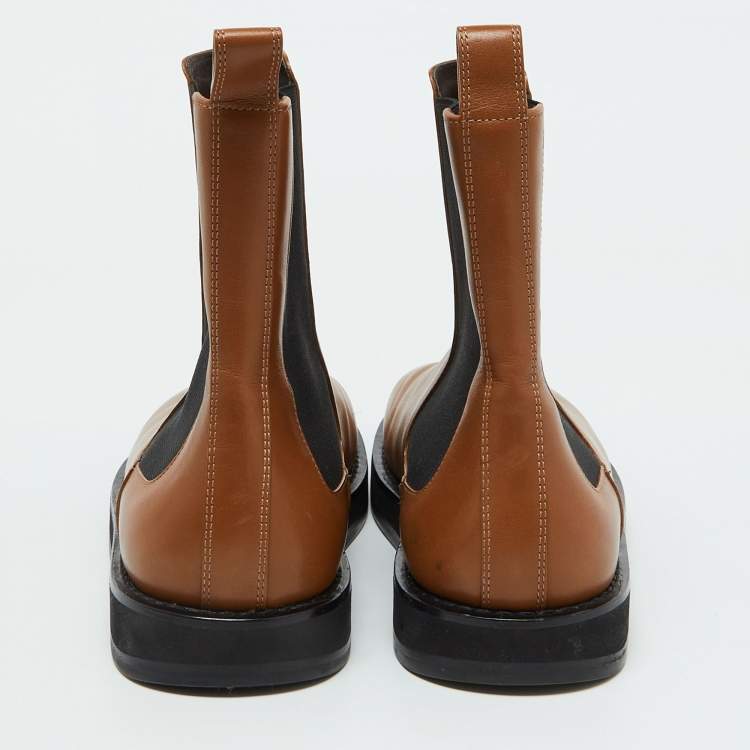 Pre Owned The Row Brown Leather Chelsea Ankle Boots Size 40.5