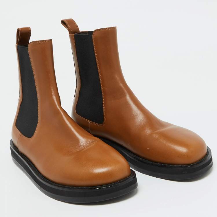 Pre Owned The Row Brown Leather Chelsea Ankle Boots Size 40.5