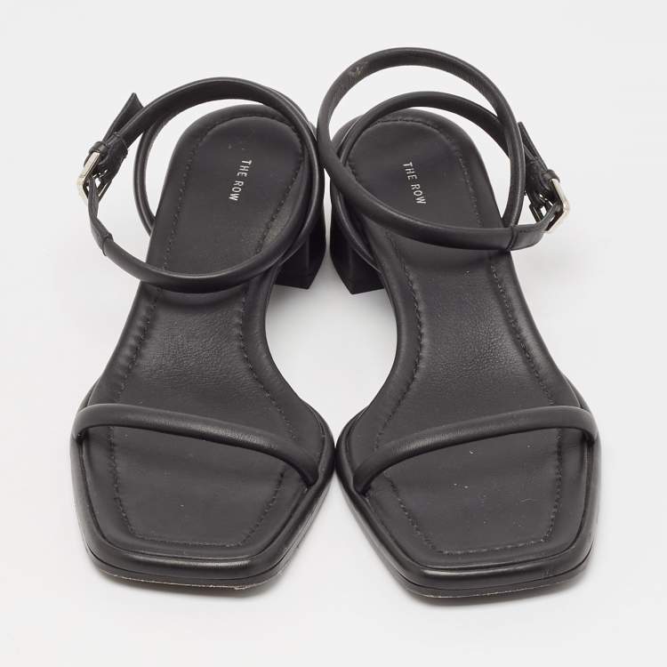 Pre Owned The Row Black Leather Ankle Strap Sandals Size 37