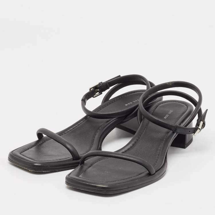 Pre Owned The Row Black Leather Ankle Strap Sandals Size 37