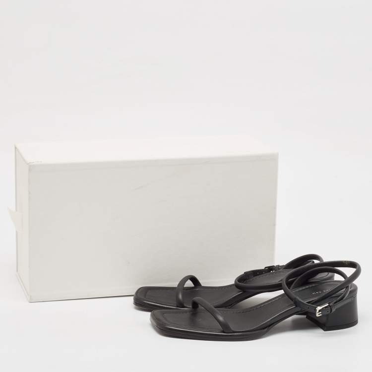 Pre Owned The Row Black Leather Ankle Strap Sandals Size 37