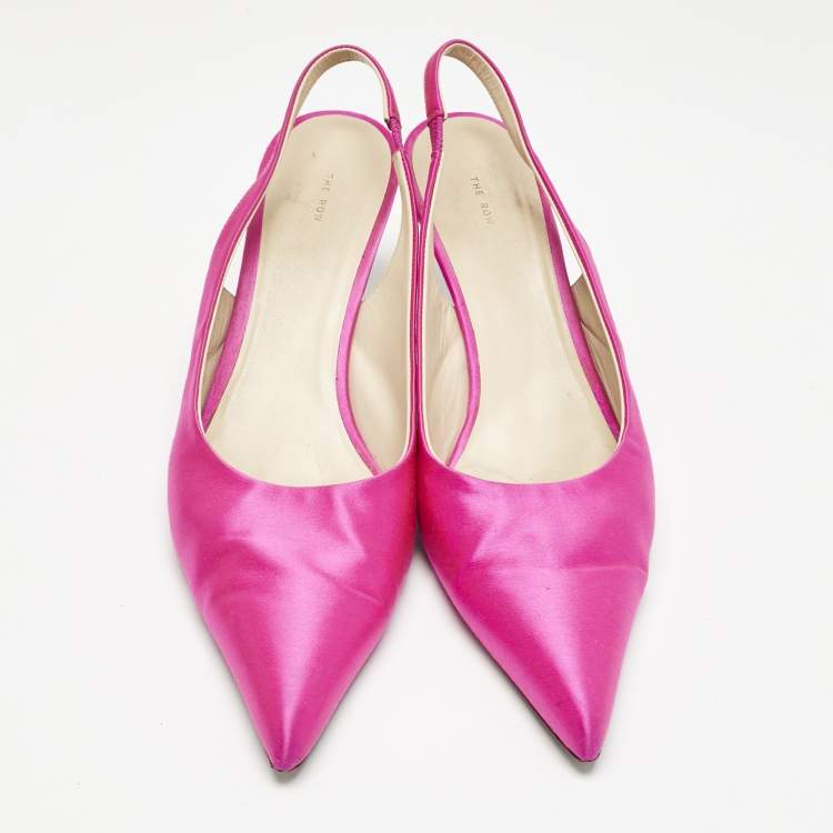 Pre Owned The Row Fuchsia Pink Satin Pointed Toe Slingback Pumps Size 40