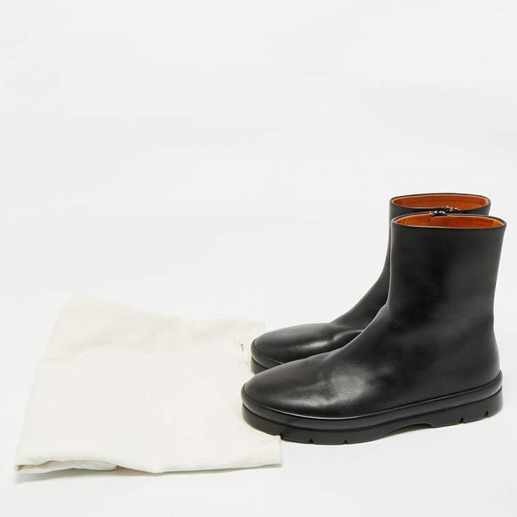 Pre Owned The Row Black Leather Boris Ankle Boots Size 38.5