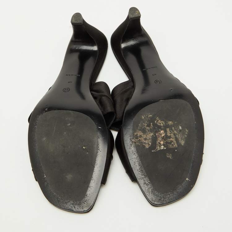 Pre Owned The Row Black Satin Soft Knot Slide Sandals Size 40