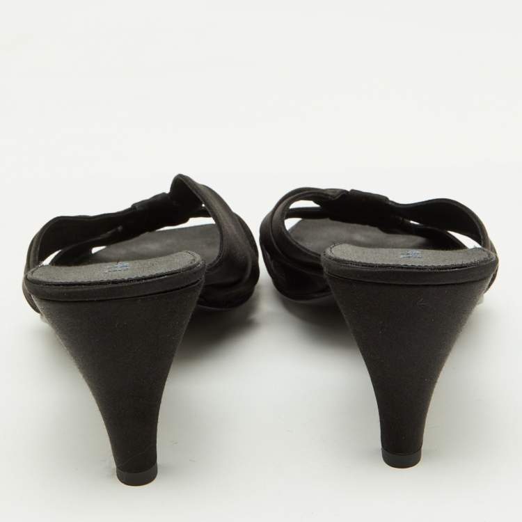 Pre Owned The Row Black Satin Soft Knot Slide Sandals Size 40