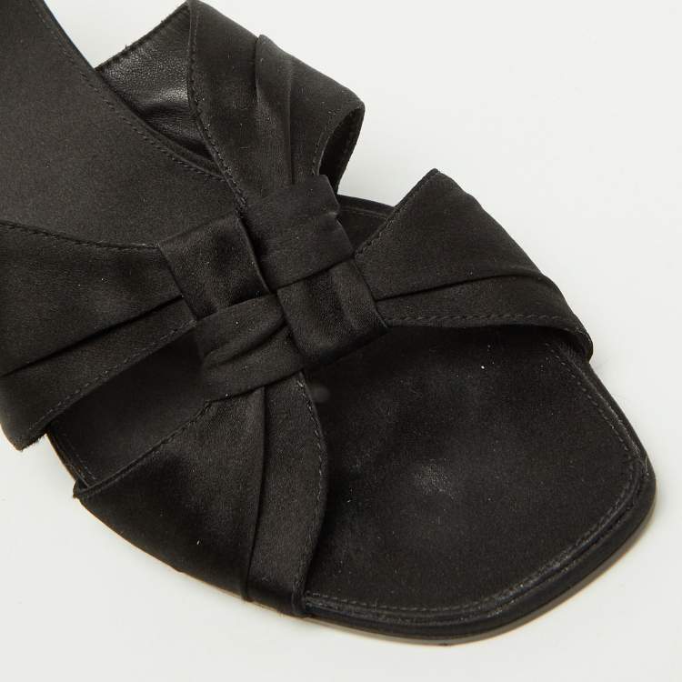 Pre Owned The Row Black Satin Soft Knot Slide Sandals Size 40