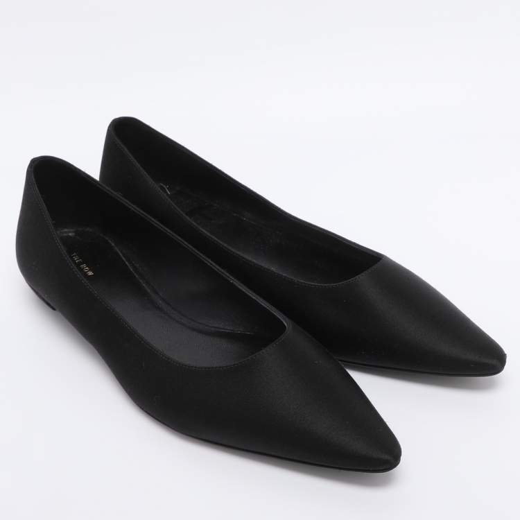 Pre Owned The Row Black Satin Pointed Toe Pumps Size 35
