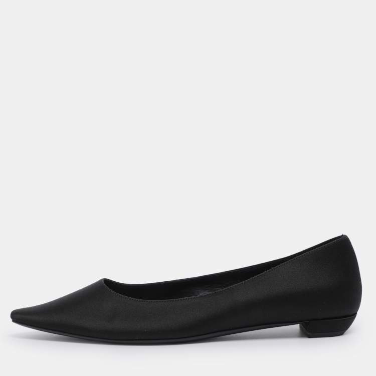 Pre Owned The Row Black Satin Pointed Toe Pumps Size 35
