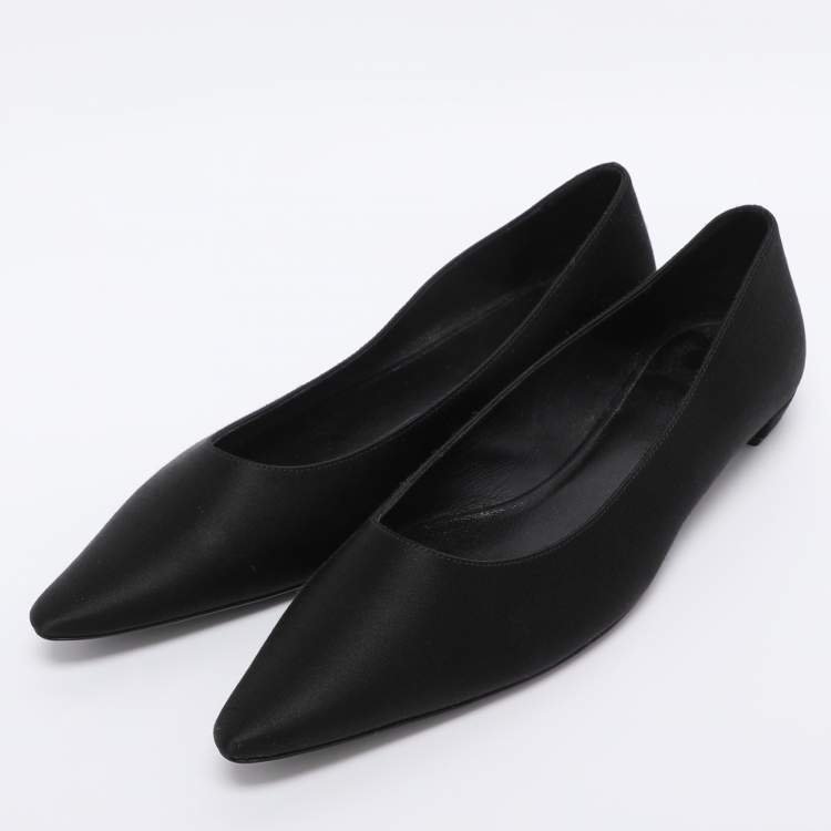 Pre Owned The Row Black Satin Pointed Toe Pumps Size 35