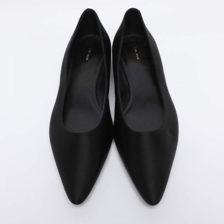 Pre Owned The Row Black Satin Pointed Toe Pumps Size 35