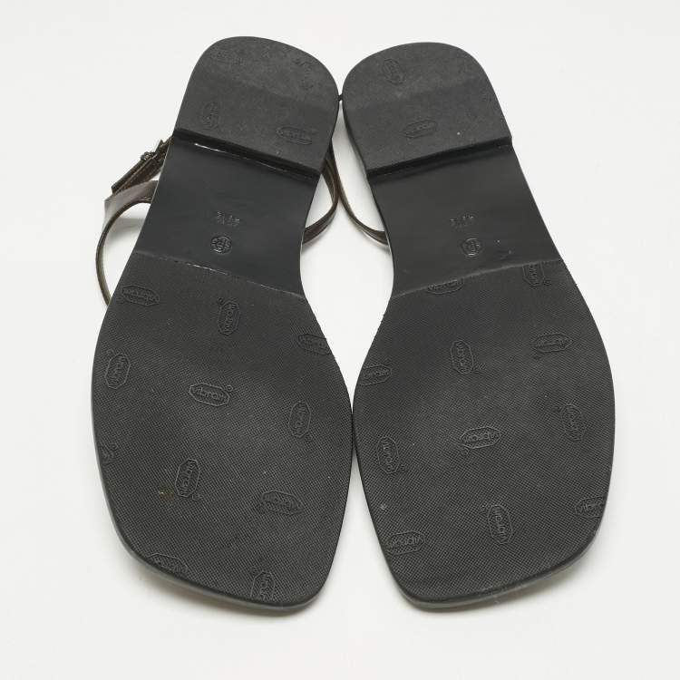 Pre Owned The Row Brown Leather Constance Flat Sandals Size 40.5