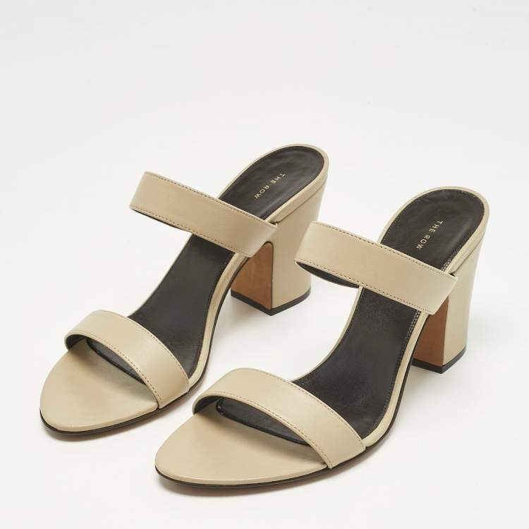 Pre Owned The Row Beige Leather Awar Slide Sandals Size 36