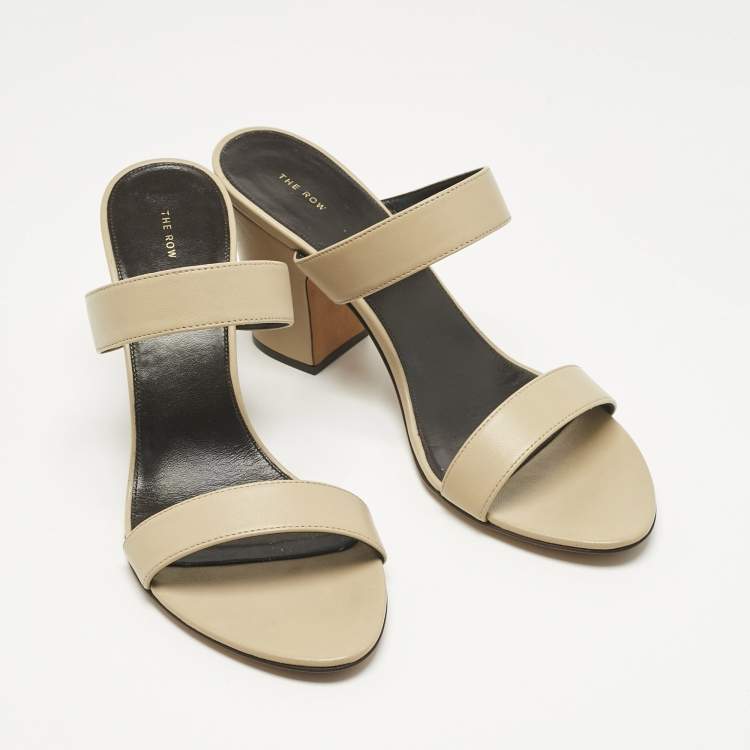 Pre Owned The Row Beige Leather Awar Slide Sandals Size 36