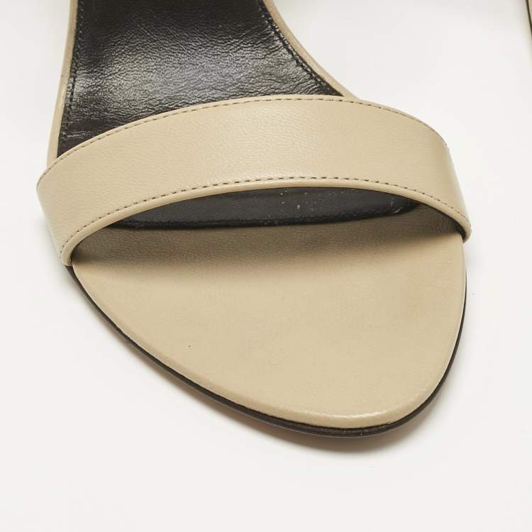 Pre Owned The Row Beige Leather Awar Slide Sandals Size 36