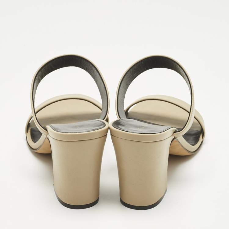 Pre Owned The Row Beige Leather Awar Slide Sandals Size 36