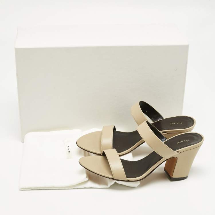 Pre Owned The Row Beige Leather Awar Slide Sandals Size 36