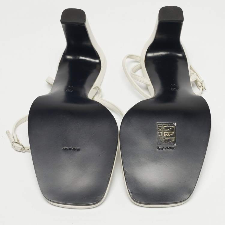 Pre Owned The Row White Leather Kate Ankle Strap Sandals Size 39