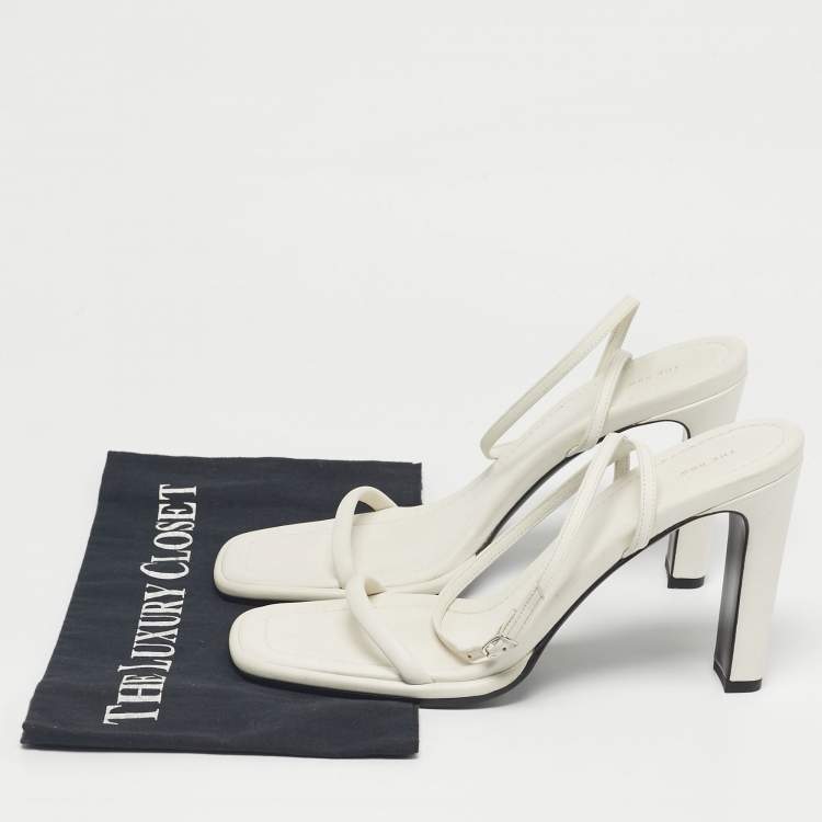 Pre Owned The Row White Leather Kate Ankle Strap Sandals Size 39