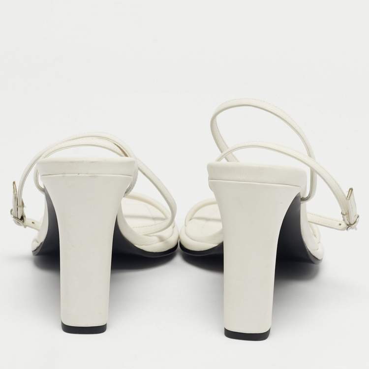 Pre Owned The Row White Leather Kate Ankle Strap Sandals Size 39