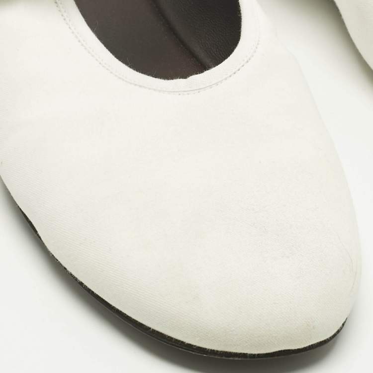 Pre Owned The Row White Fabric Mary Jane  Ballet Flats Size 40