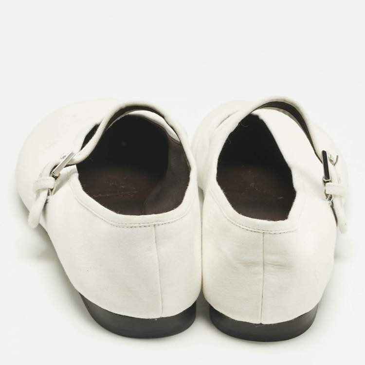Pre Owned The Row White Fabric Mary Jane  Ballet Flats Size 40