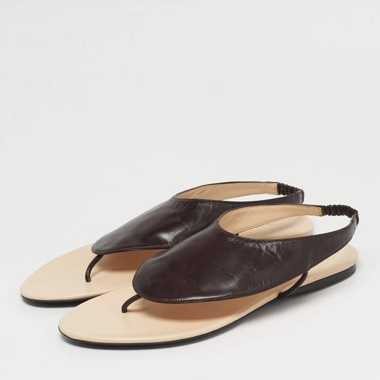 Pre Owned The Row Dark Brown Leather Ravello Slingback Flats Size 38