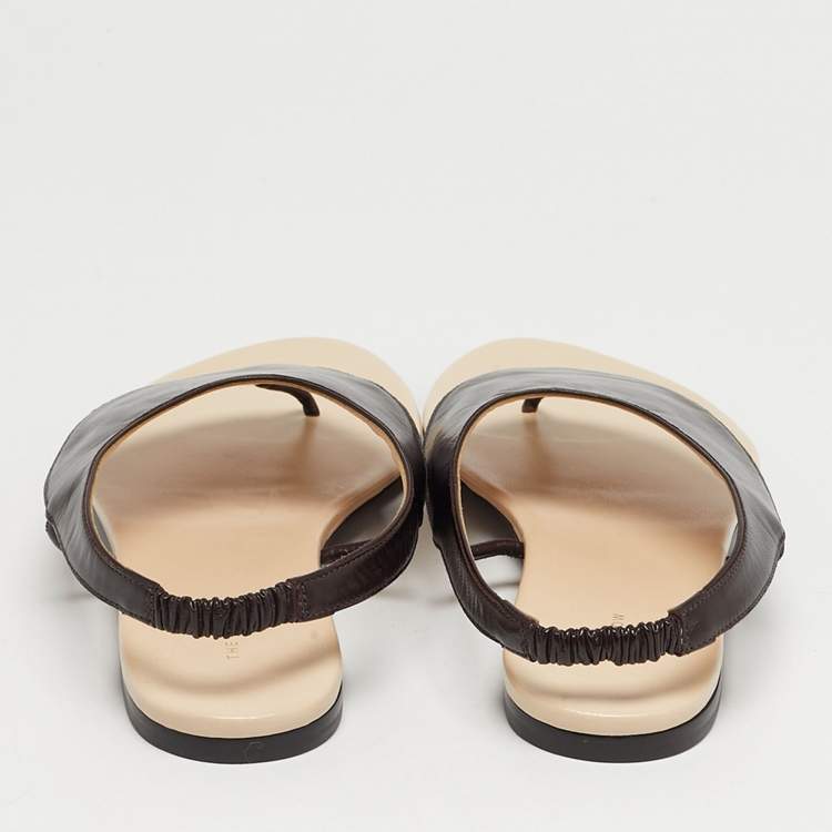 Pre Owned The Row Dark Brown Leather Ravello Slingback Flats Size 38