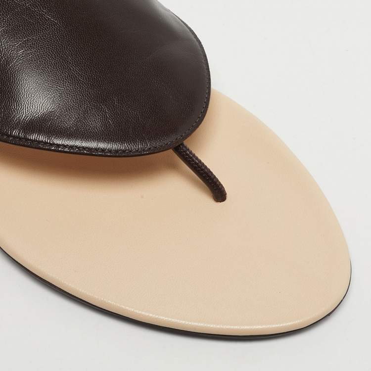 Pre Owned The Row Dark Brown Leather Ravello Slingback Flats Size 38