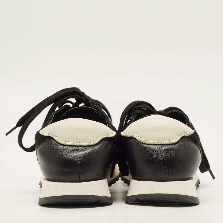 Pre Owned The Row Run D Size 38.5 Black/White Leather and Mesh Lace Up Sneakers