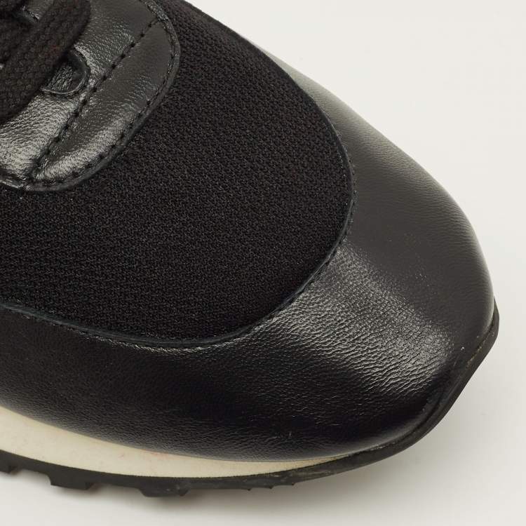 Pre Owned The Row Run D Size 38.5 Black/White Leather and Mesh Lace Up Sneakers