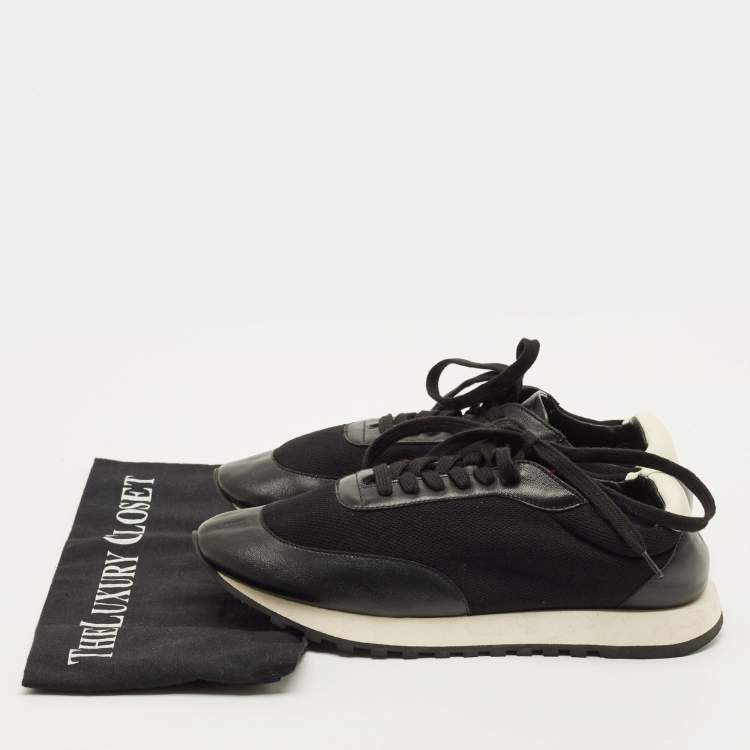 Pre Owned The Row Run D Size 38.5 Black/White Leather and Mesh Lace Up Sneakers