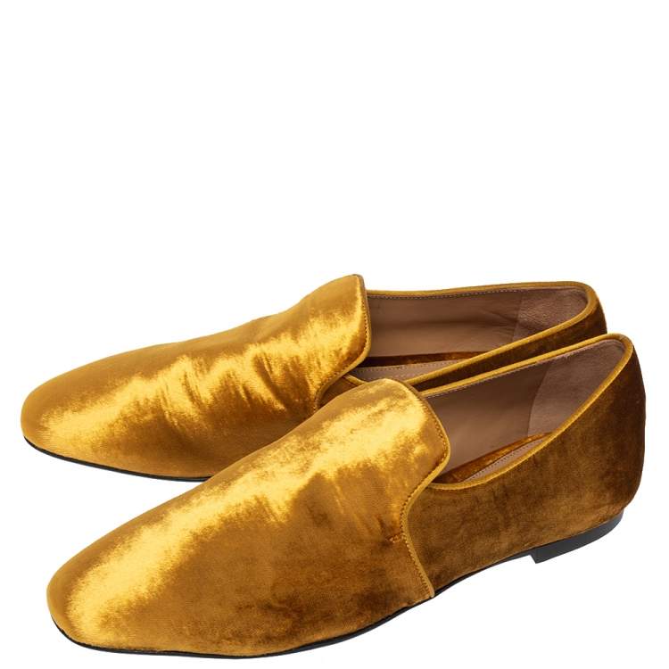 Pre Owned The Row Gold Velvet Smoking Slippers Size 38