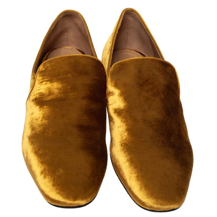 Pre Owned The Row Gold Velvet Smoking Slippers Size 38