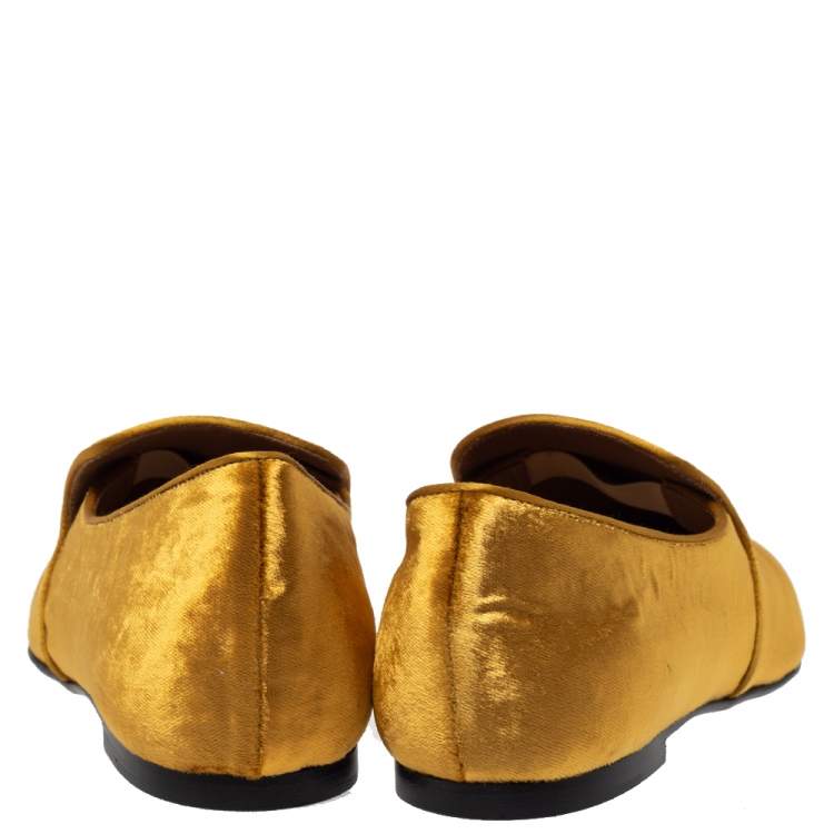 Pre Owned The Row Gold Velvet Smoking Slippers Size 38