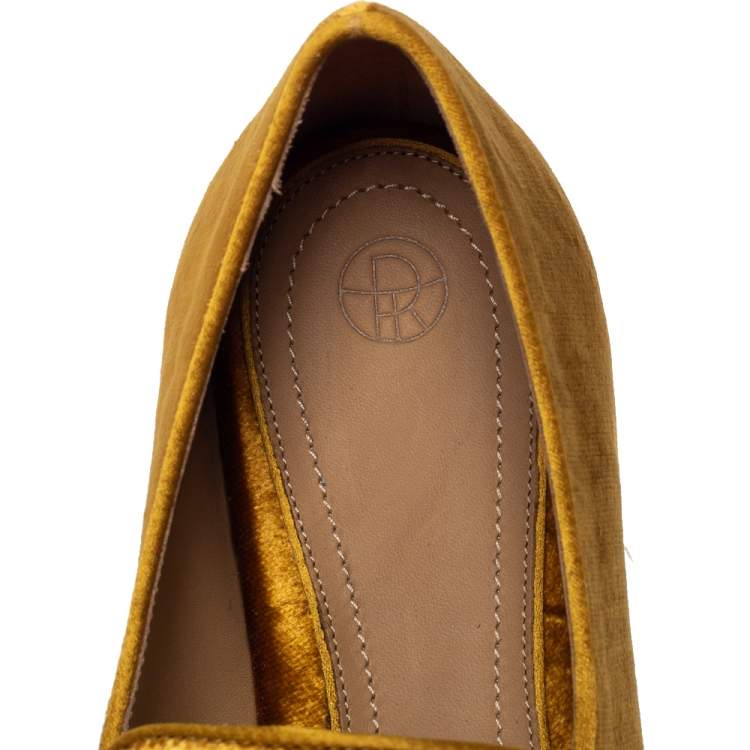 Pre Owned The Row Gold Velvet Smoking Slippers Size 38