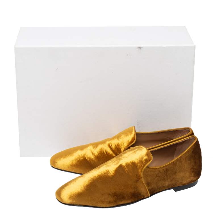 Pre Owned The Row Gold Velvet Smoking Slippers Size 38