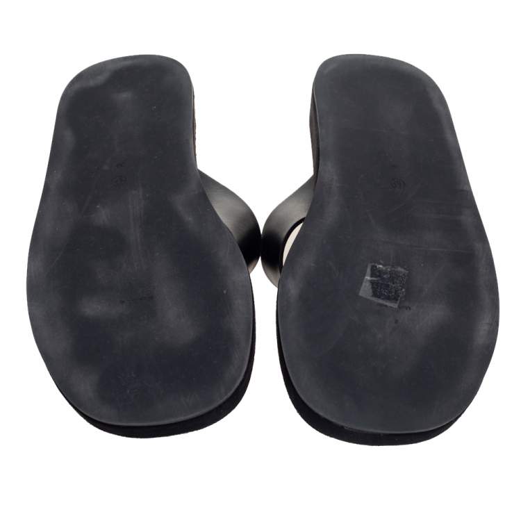 Pre Owned The Row Black Leather Ginza Thong Sandals Size 39