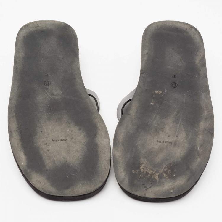 Pre Owned The Row Black Leather And Suede Ginza Thong Sandals Size 37