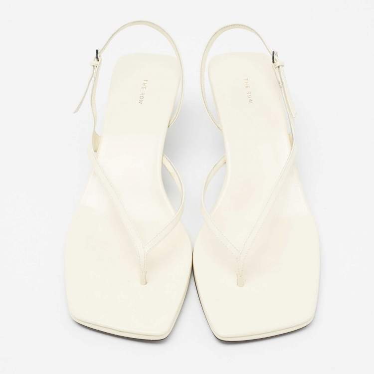 Pre Owned The Row White Leather Constance Slingback Sandals Size 39