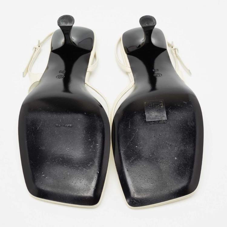 Pre Owned The Row White Leather Constance Slingback Sandals Size 39