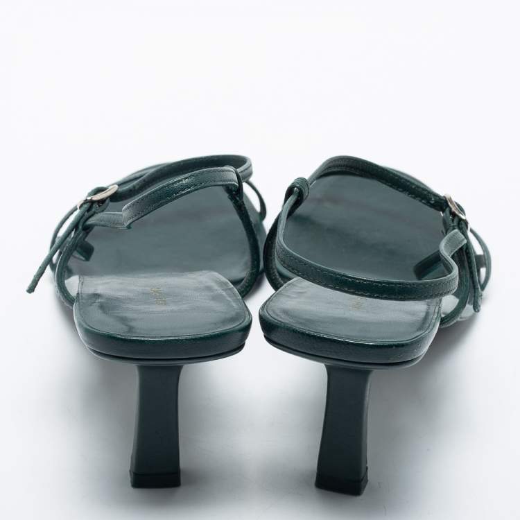 Pre Owned The Row Green Leather Slingback Sandals Size 37