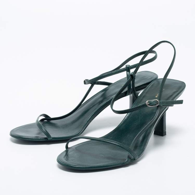 Pre Owned The Row Green Leather Slingback Sandals Size 37
