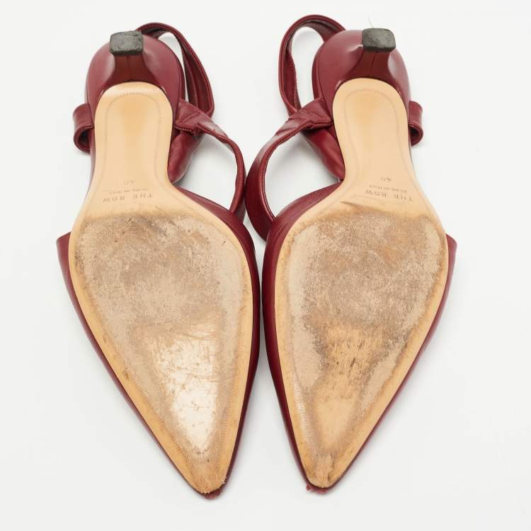 Pre Owned The Row Burgundy Leather Coco Twist Slingback Pumps Size 40