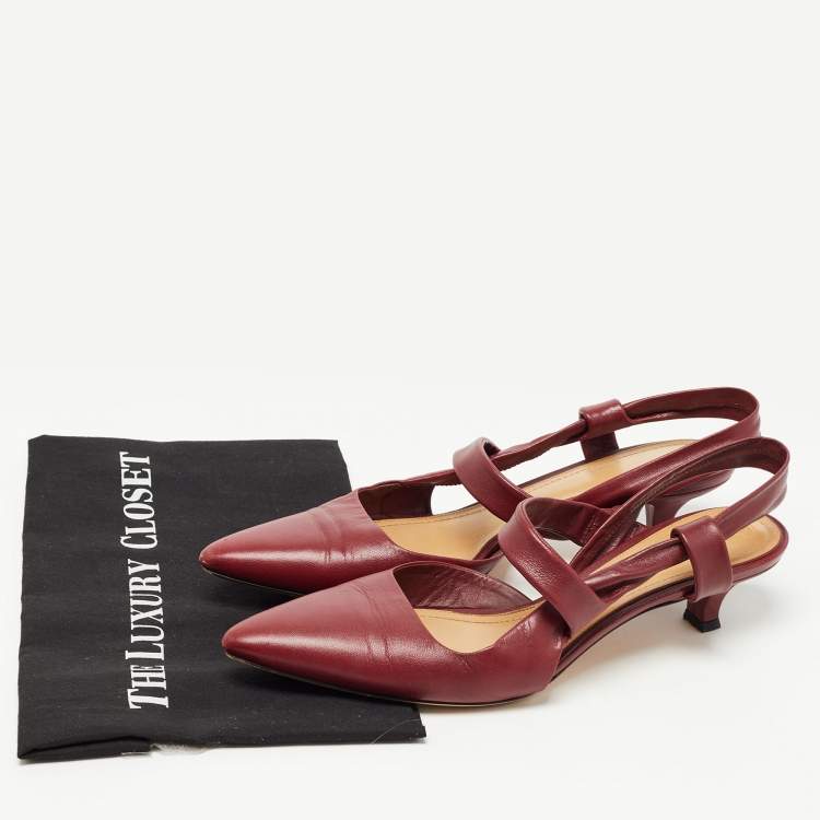 Pre Owned The Row Burgundy Leather Coco Twist Slingback Pumps Size 40