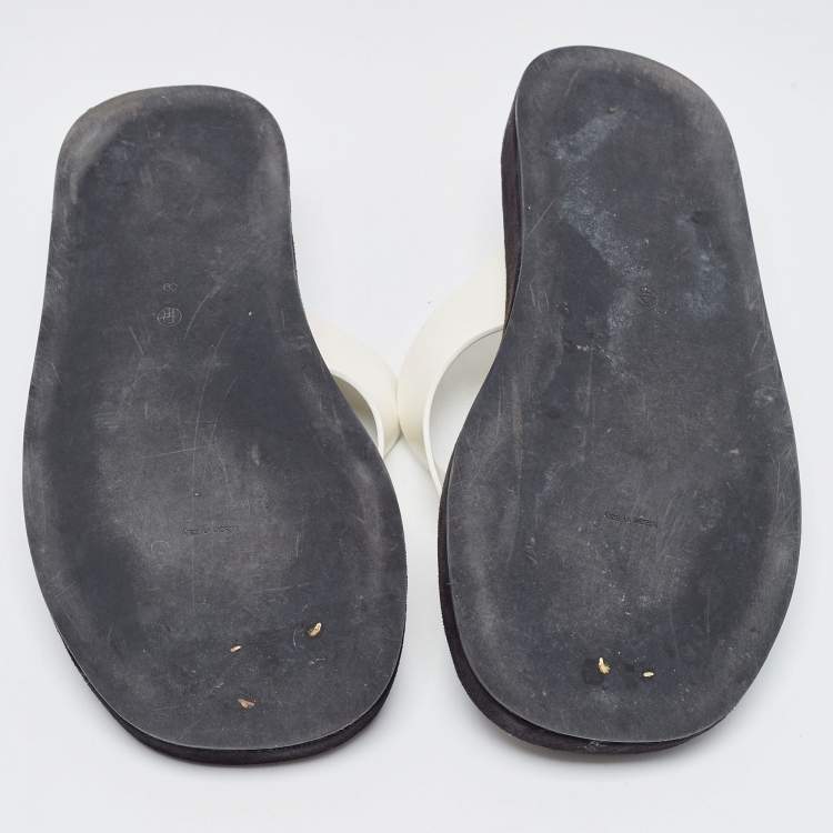 Pre Owned The Row White /Black Leather and Suede Ginza Thong  Flats Size 39