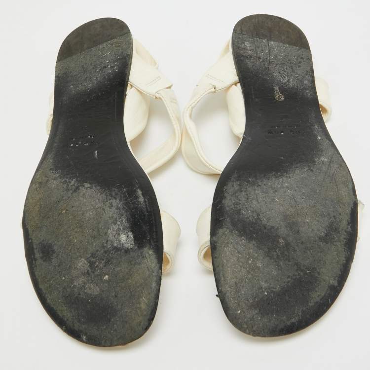 Pre Owned The Row Cream Leather Elastic Slingback Sandals Size 37