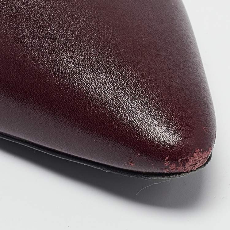 Pre Owned The Row Burgundy Leather Ankle Boots Size 37