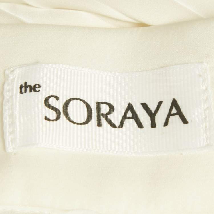 Pre Owned The Soraya Off White Crepe/Plisse Corset Top & Skirt Set S