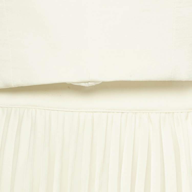 Pre Owned The Soraya Off White Crepe/Plisse Corset Top & Skirt Set S