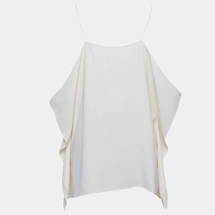 Pre Owned Theory Ivory Rosina Crepe Keyhole Sleeve Slip Tank Top M